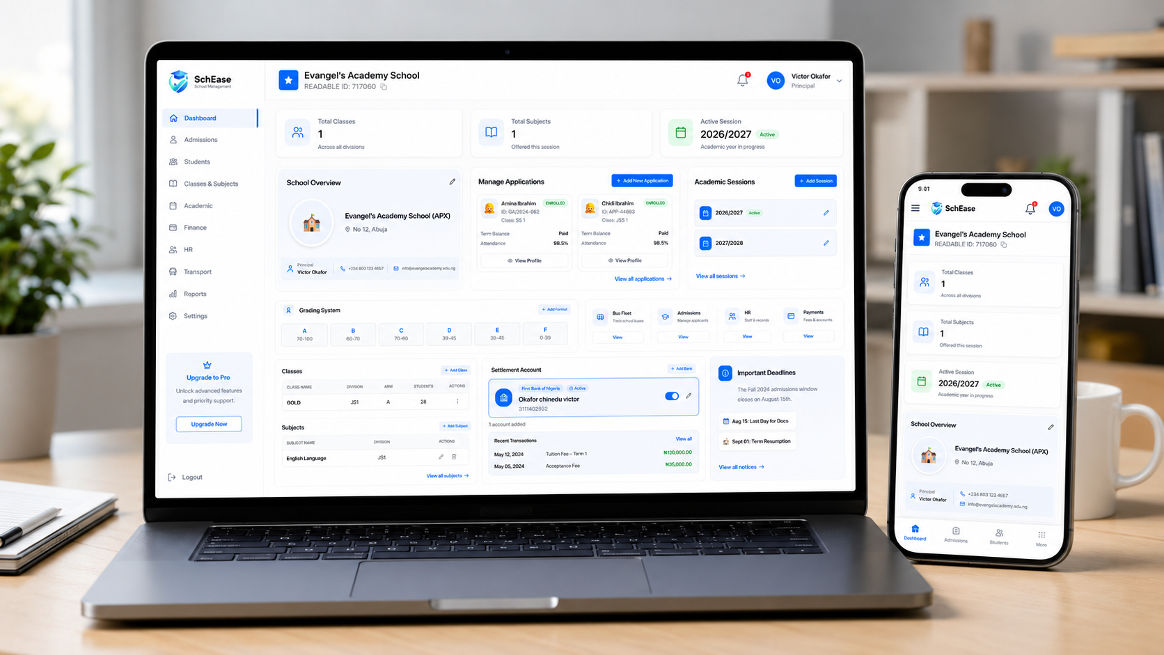 SchEase Dashboard Preview
